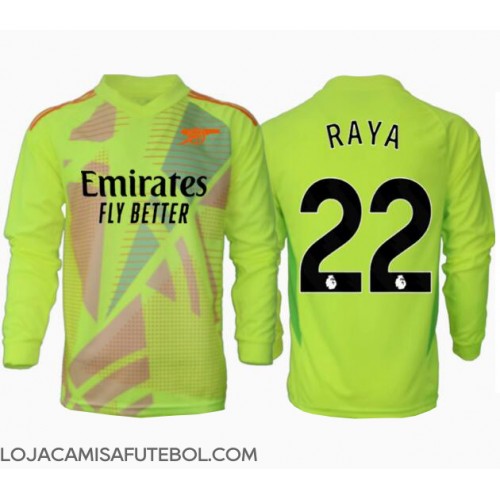 Camisa de Futebol Arsenal David Raya #22 Goleiro Equipamento Principal 2024-25 Manga Comprida